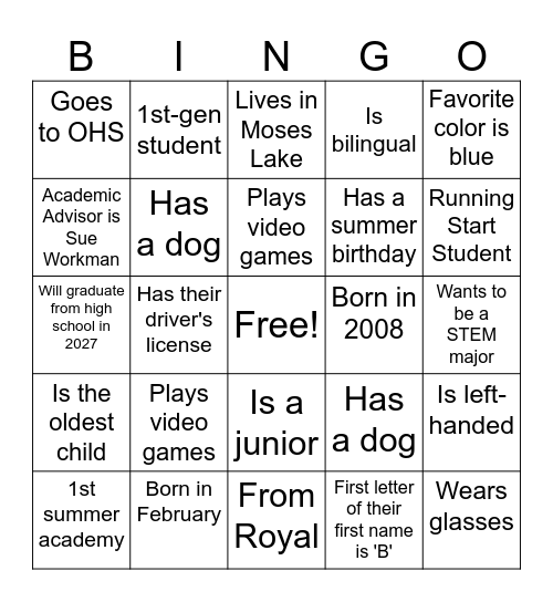 Find Someone Who... Bingo Card