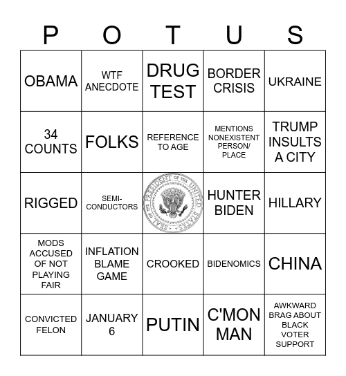 BIDEN v TRUMP, ROUND 2 Bingo Card