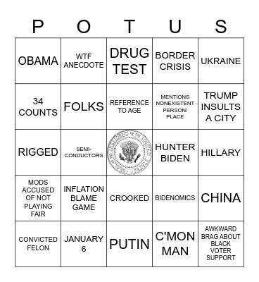 BIDEN v TRUMP, ROUND 2 Bingo Card