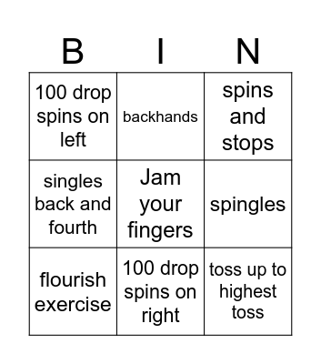 Color Guard Rifle Bingo Card