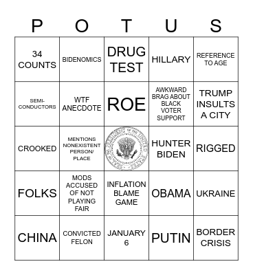 BIDEN v TRUMP, ROUND 2 Bingo Card