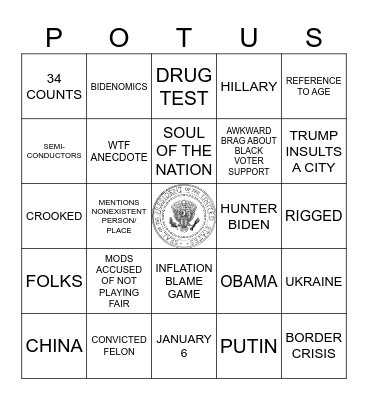 BIDEN v TRUMP, ROUND 2 Bingo Card