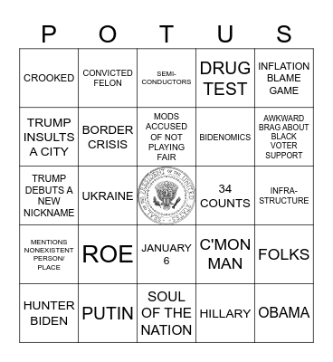 BIDEN v TRUMP, ROUND 2 Bingo Card