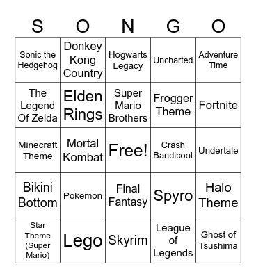 Video Games Bingo Card