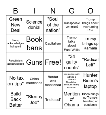 Debate Bingo 3 Bingo Card