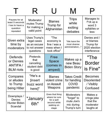 2024 Debate Bingo Card
