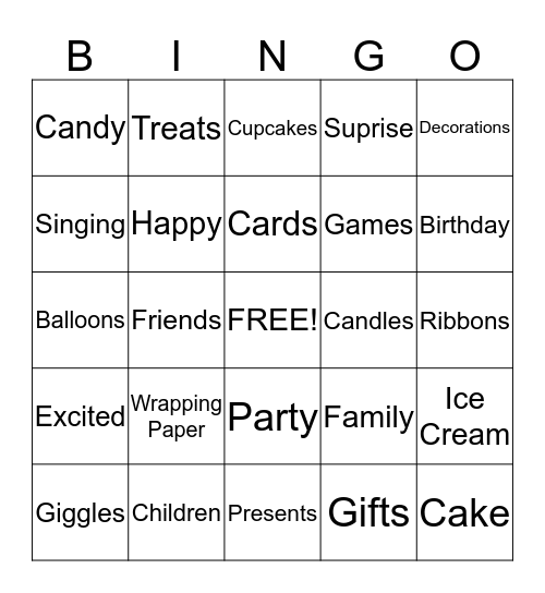 HAPPY BIRTHDAY Bingo Card