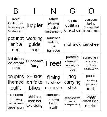 Gantry Bingo Card