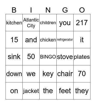 Review Bingo Card