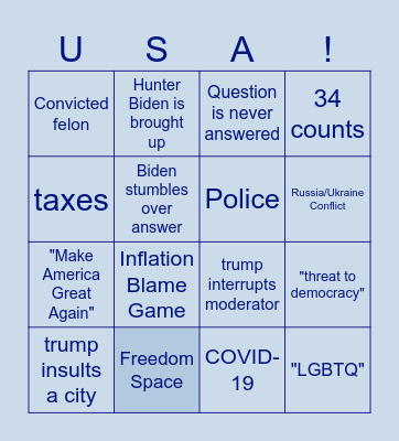 2024 Election BINGO Card