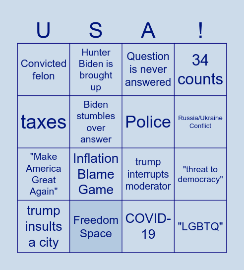 2024 Election BINGO Card