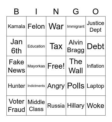 2024 1st DEBATE Bingo Card