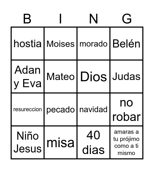 Catecismo Bingo Card