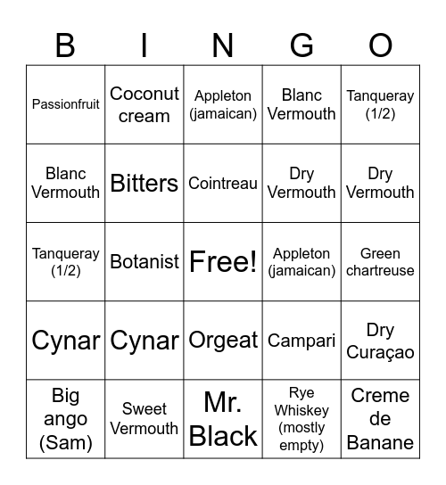 BOOZE BINGO Card