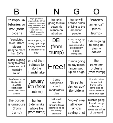 the first trump biden debate 2024 Bingo Card