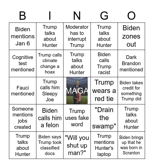 2024 Presidential Debate Bingo Card