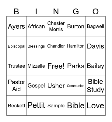 St, Luke AME Church Bingo Card