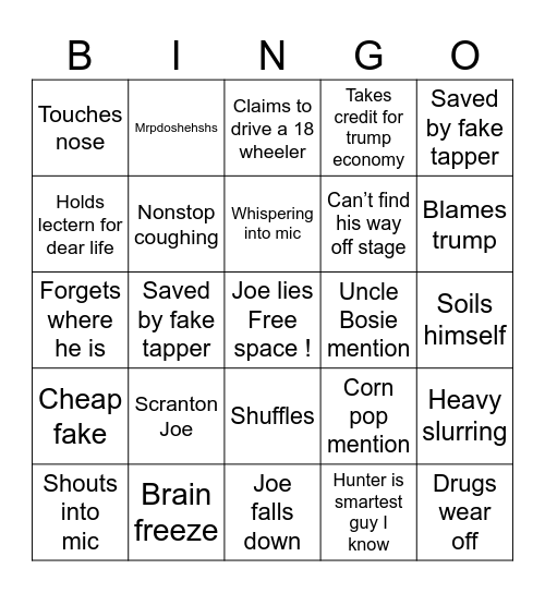 Debate Bingo Card