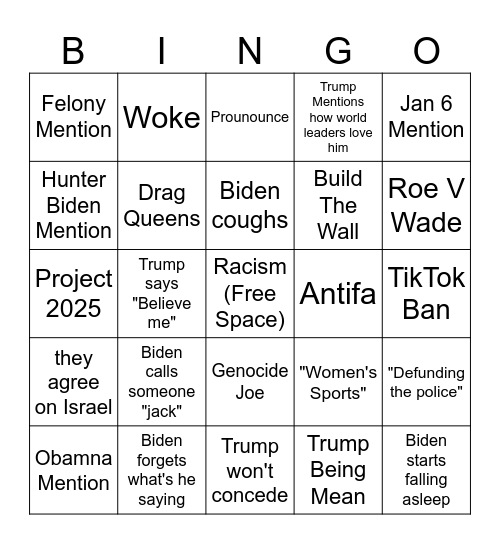 The Debat Bingo Card