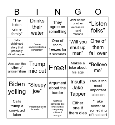 Old people debate Bingo Card