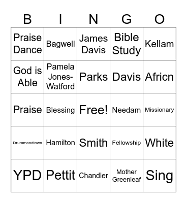 St. Luke Bingo Card
