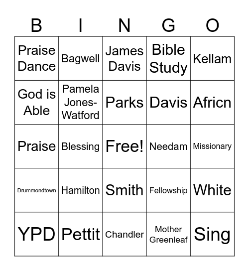 St. Luke Bingo Card