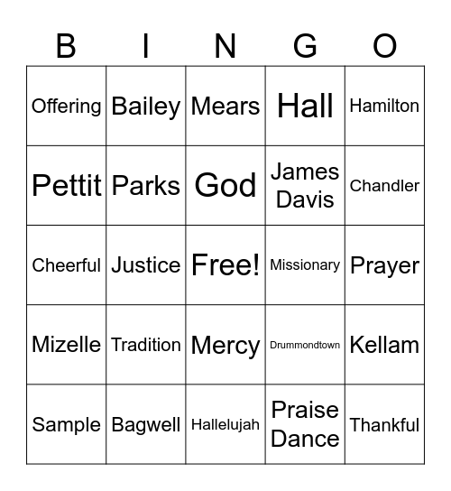 St. Luke Bingo Card