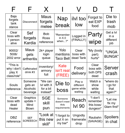 Dawntrail Bingo Card