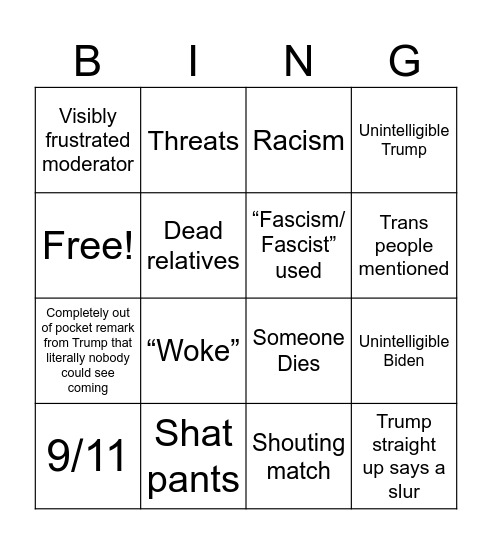 Old Man Fight Bingo Card