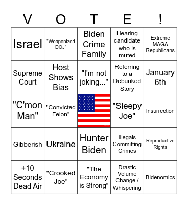 2024 First Debate Bingo! Bingo Card