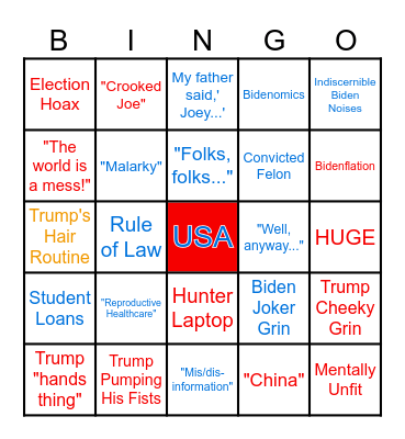 Trump v. Biden Debate BINGO!! Bingo Card