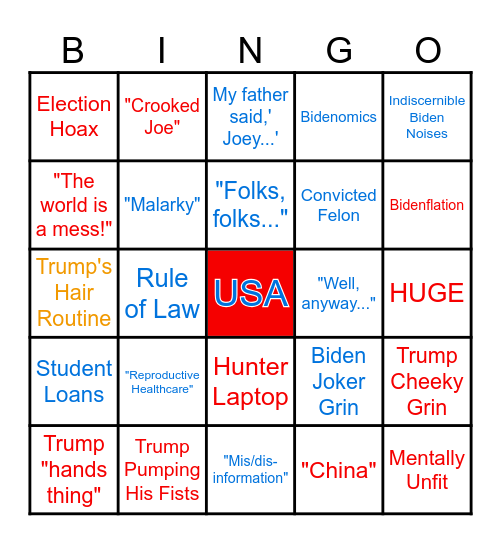 Trump v. Biden Debate BINGO!! Bingo Card