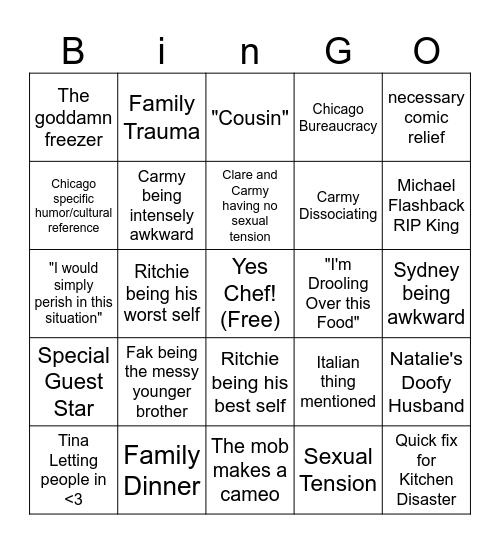 BEAR SEASON 3 BINGO Card