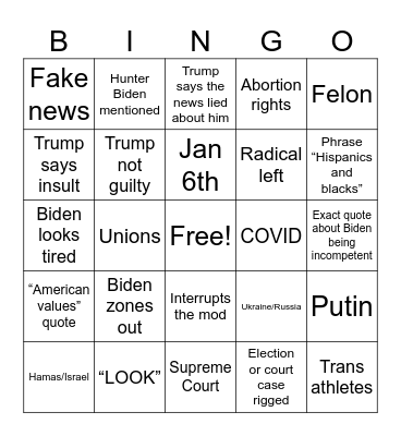 Old Man Ramble Session Bingo Card