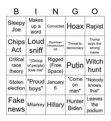 Debate Bingo 2024 Bingo Card
