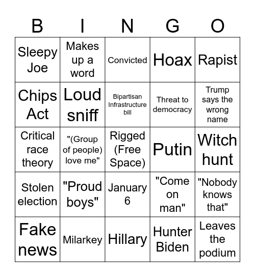 Debate Bingo 2024 Bingo Card