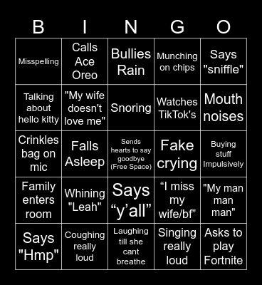 Peachy Bingo Board Bingo Card