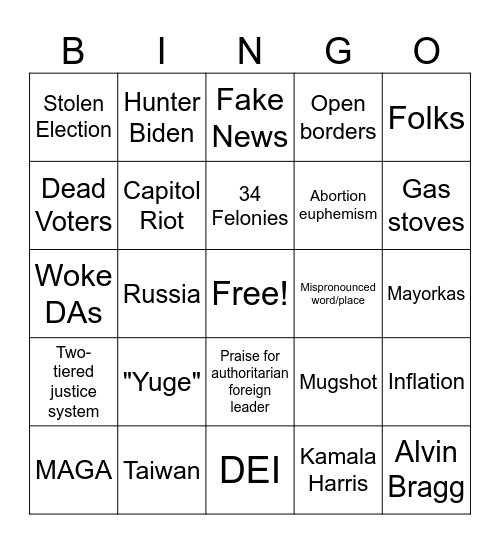 debate bingo Card