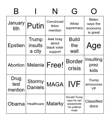 Brats Bingo Card