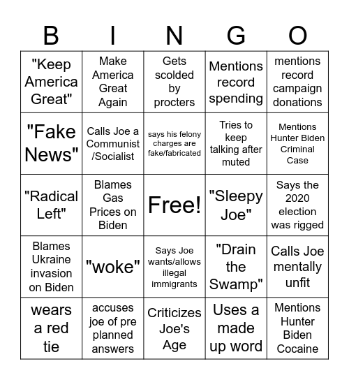 Bingo Debate Bingo Card