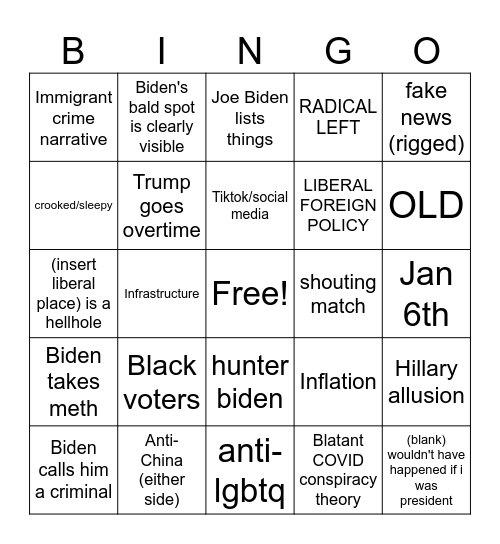 JOE BIDINGO Bingo Card