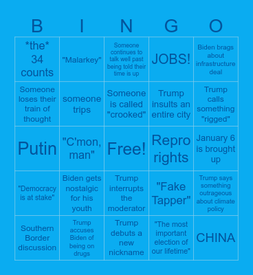Harvard Dems Debate Bingo Card