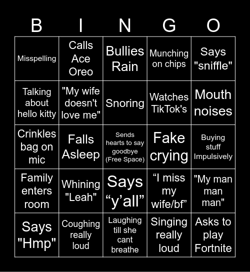 Peachy Bingo Board Bingo Card