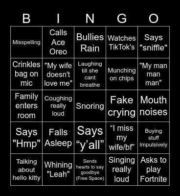 Peachy Bingo Board Bingo Card