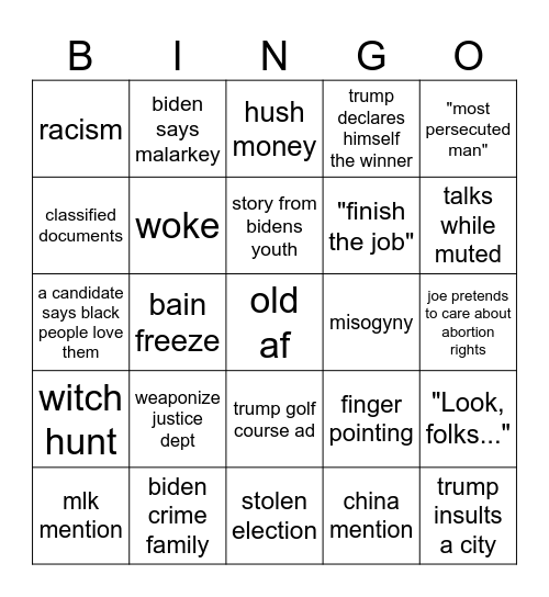 clown v clown Bingo Card