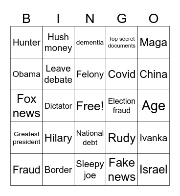 Debate Bingo Card