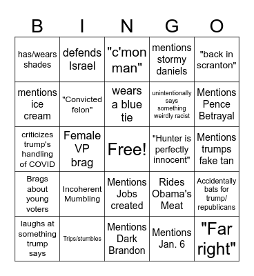 Debate Bingo Card