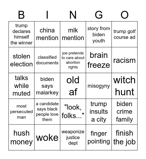 clown v clown Bingo Card