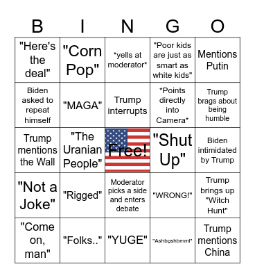 2024 Debate BINGO Card