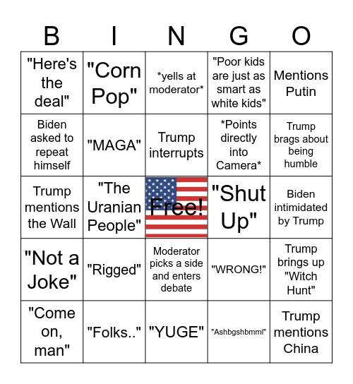 2024 Debate BINGO Card